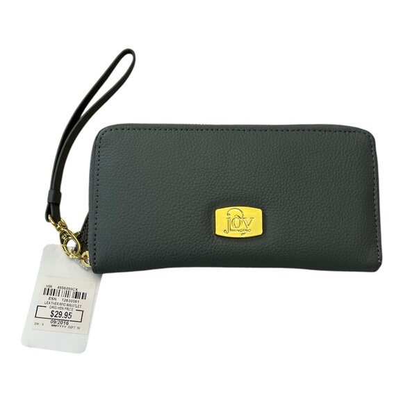 NWT Joy Mangano “Clothes It All” Leather RFID Wristlet Wallet – Gray - Picture 1 of 4
